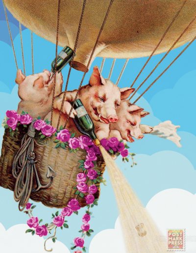 Pigs in hot air balloon